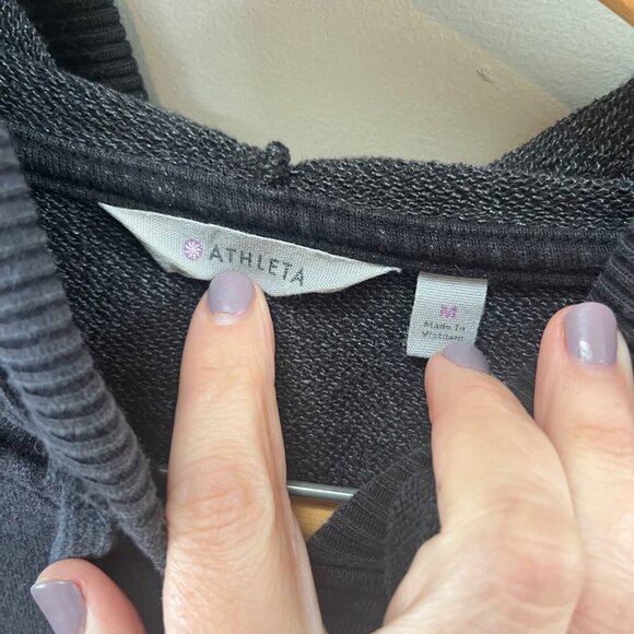 Athleta Womens Black Hoodie Sweatshirt with Front Kangaroo Pocket- Sz. M - Picture 2 of 5